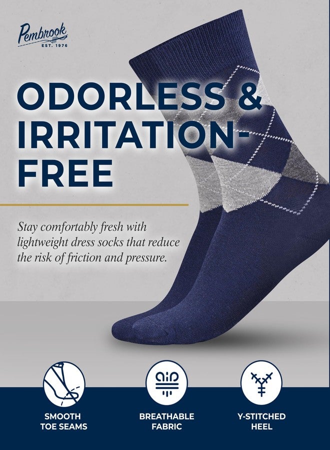 Pembrook Diabetic Dress Socks for Men - 4 Pairs Odor Free Stylish Diabetic Socks for Men Work | Mens Diabetic Socks Casual - Image 3